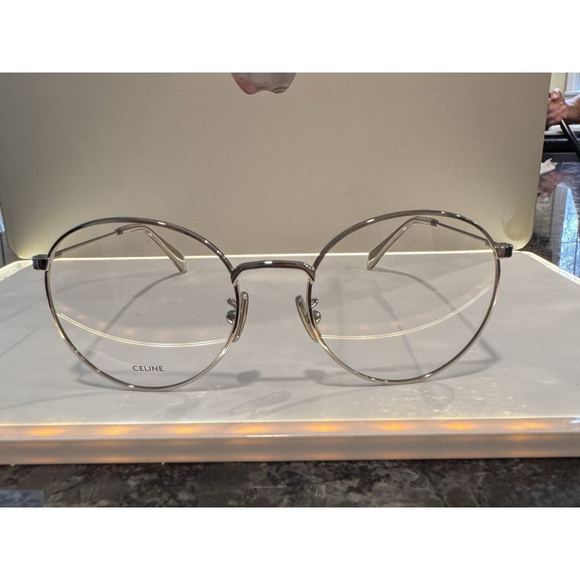 CELINE EYEGLASSES SILVER ROUND GLASSES CL50036U - Picture 1 of 4